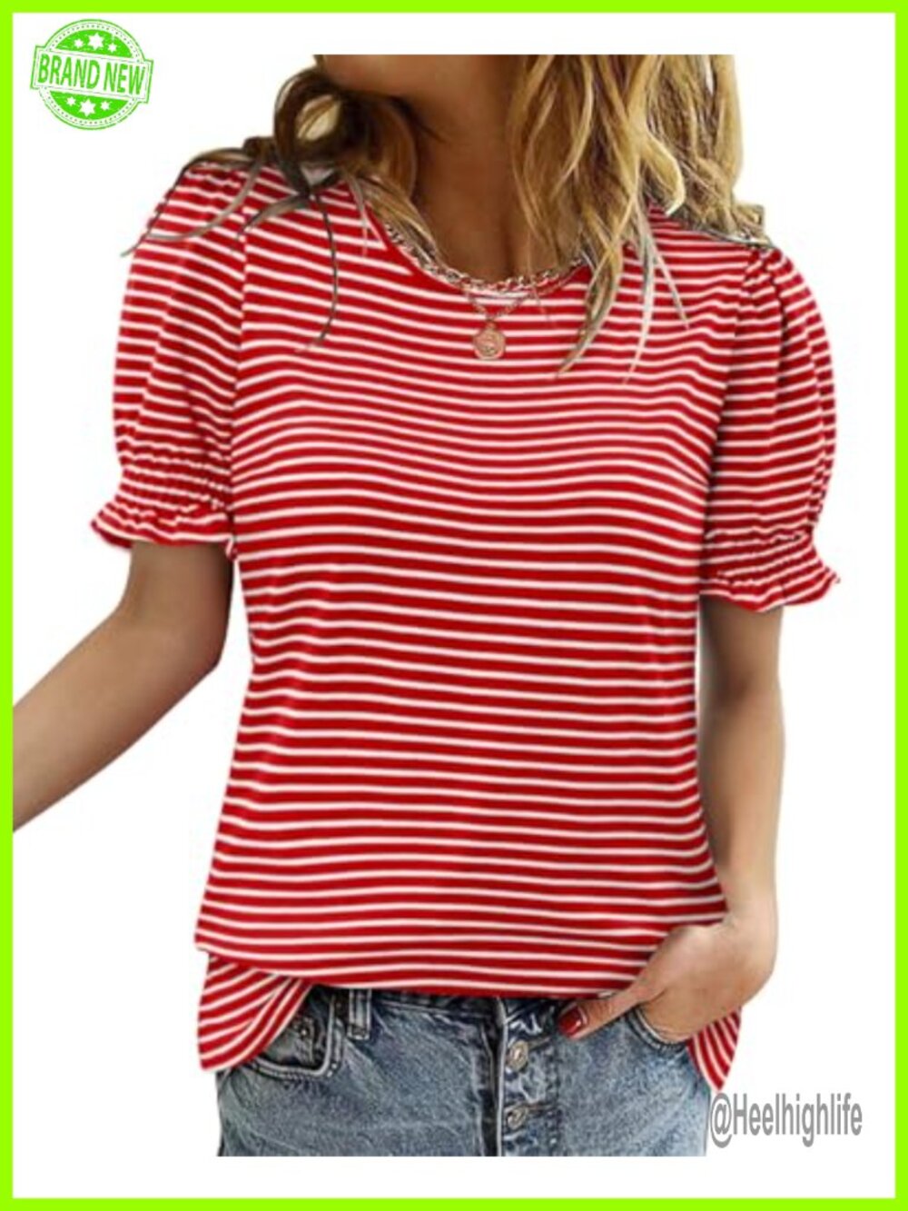 CRAZY GRID Women's Ruffle Short Sleeve Casual Knit Loose Fit T-Shirt Summer Top